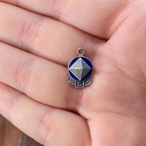 Vintage Balfour 925 Sterling Silver Enamel "5" Service Pendant Bracelet Charm